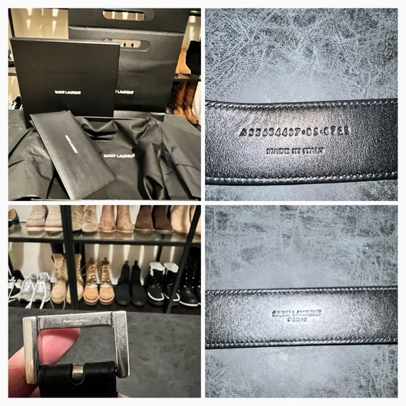 Authentic Saint Laurent YSL Monogram Cassandre Leather Belt 85 - Picture 6 of 14